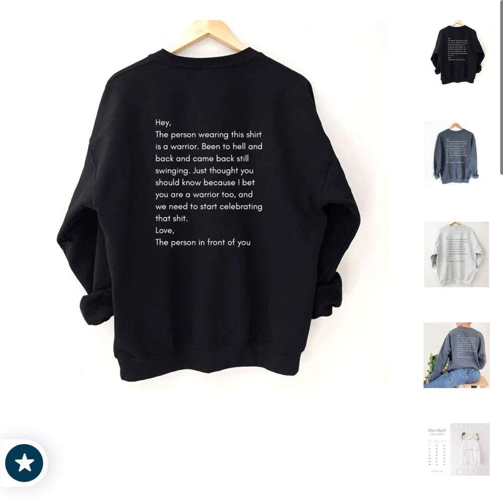 NWT Glass House Goods SHE'S A WARRIOR- Sweatshirt - Size Small